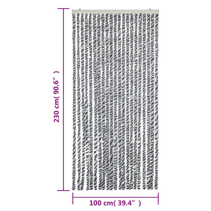 Vliegengordijn 100X230 Cm Chenille Grijs En Zwart-Wit