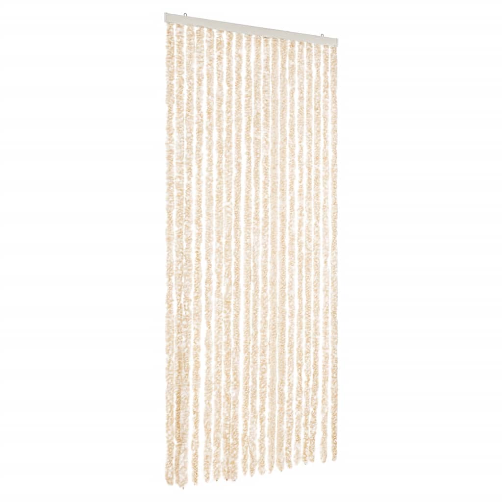 Vliegengordijn Chenille Beige En Wit 56 x 185 cm
