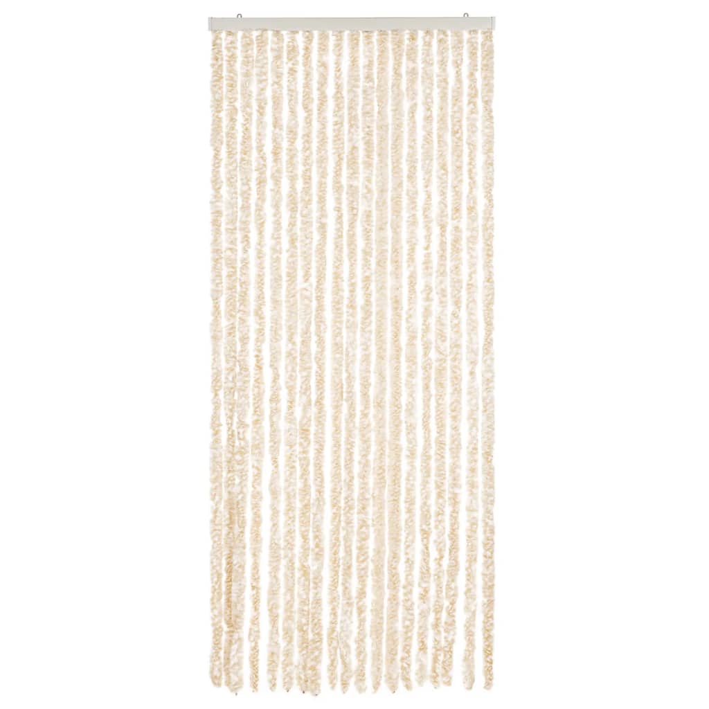 Vliegengordijn Chenille Beige En Wit 56 x 185 cm