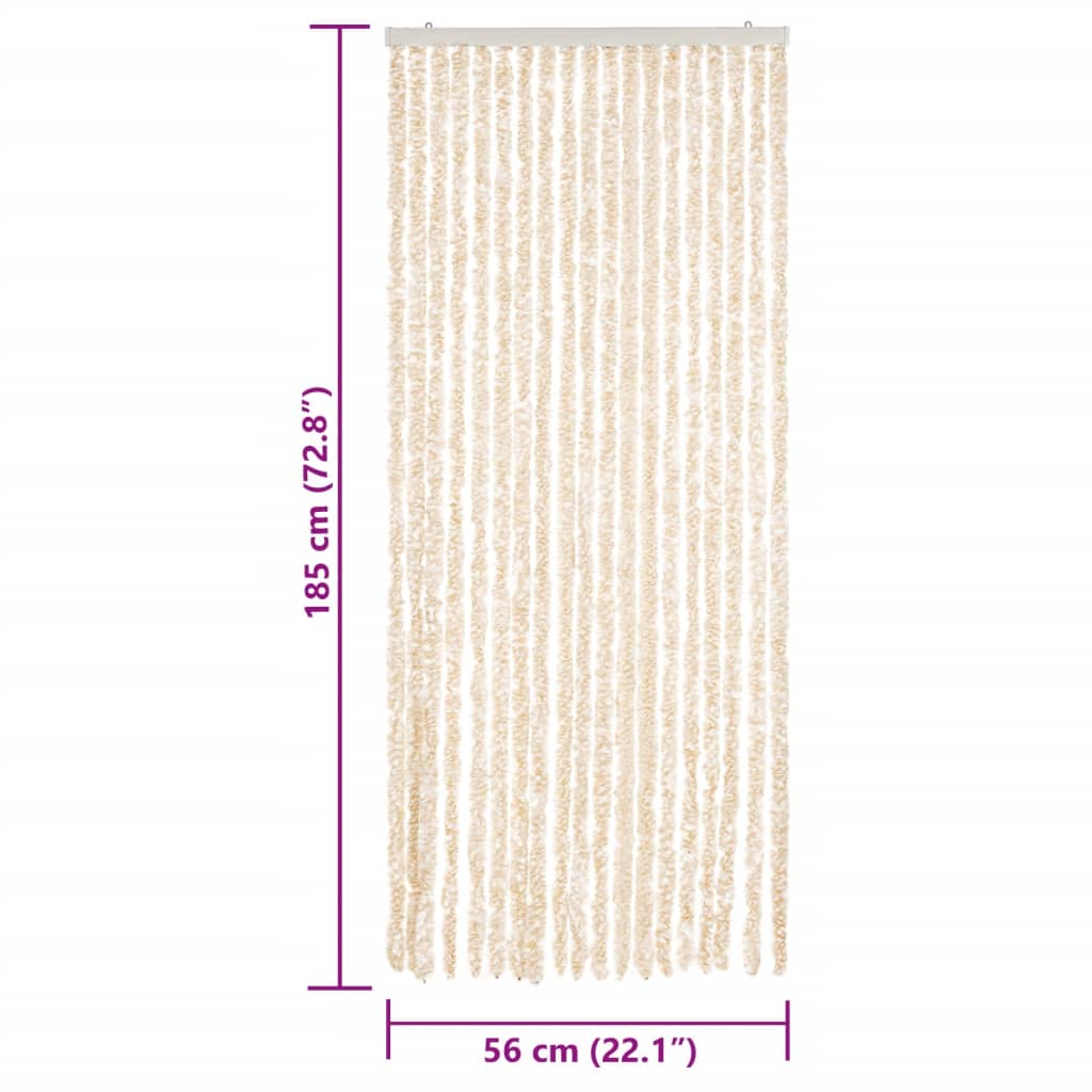 Vliegengordijn Chenille Beige En Wit 56 x 185 cm