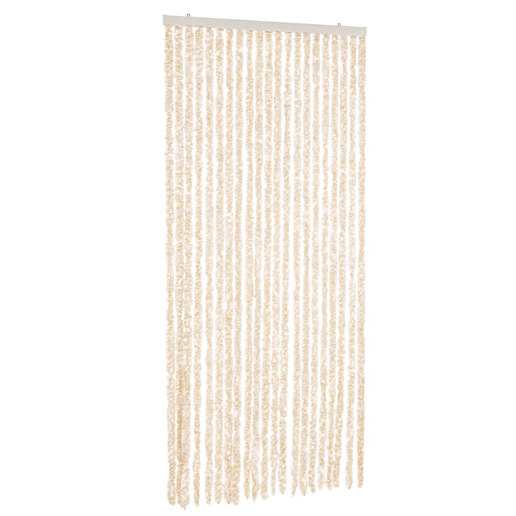 Vliegengordijn 56x200 cm chenille beige en wit