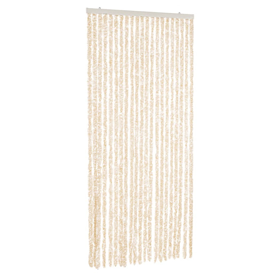 Vliegengordijn 56x200 cm chenille beige en wit