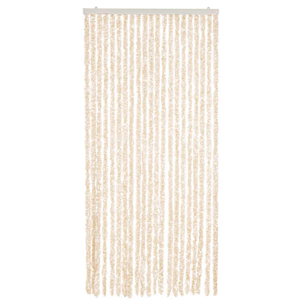 Vliegengordijn 56x200 cm chenille beige en wit