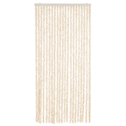 Vliegengordijn 56x200 cm chenille beige en wit