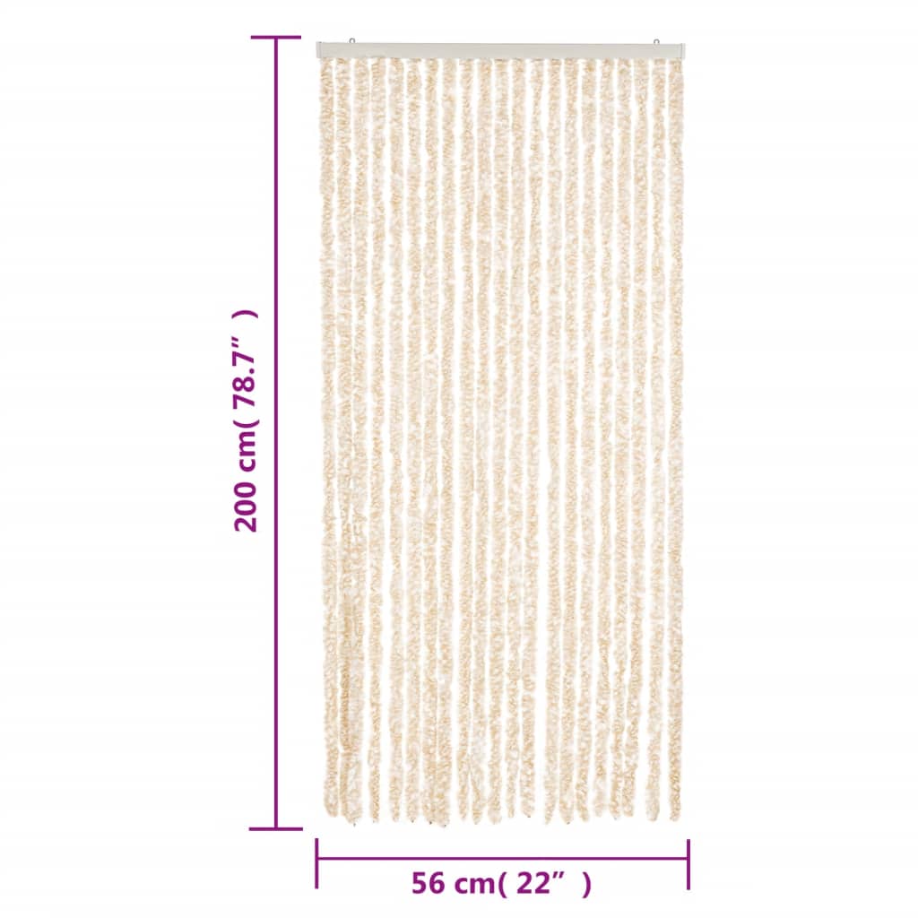 Vliegengordijn 56x200 cm chenille beige en wit