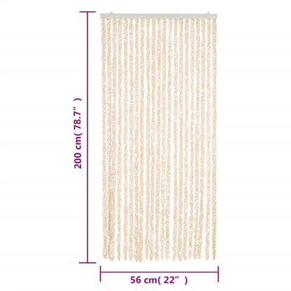 Vliegengordijn 56x200 cm chenille beige en wit