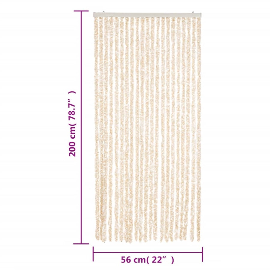 Vliegengordijn 56x200 cm chenille beige en wit