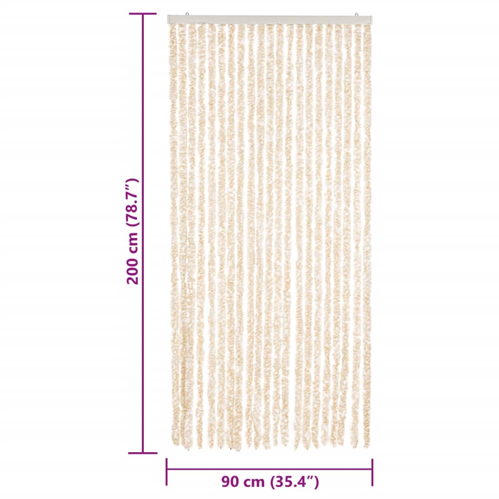 Vliegengordijn Chenille Beige En Wit 90 x 200 cm