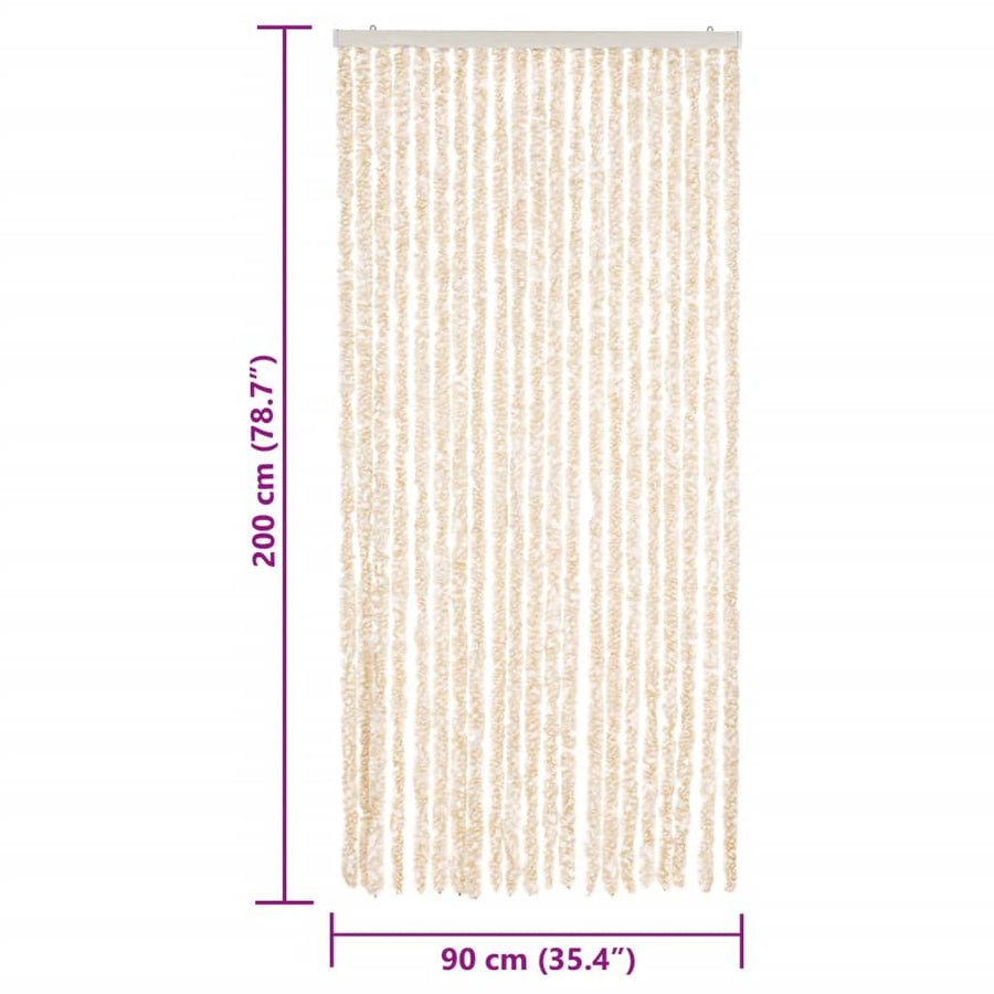 Vliegengordijn Chenille Beige En Wit 90 x 200 cm