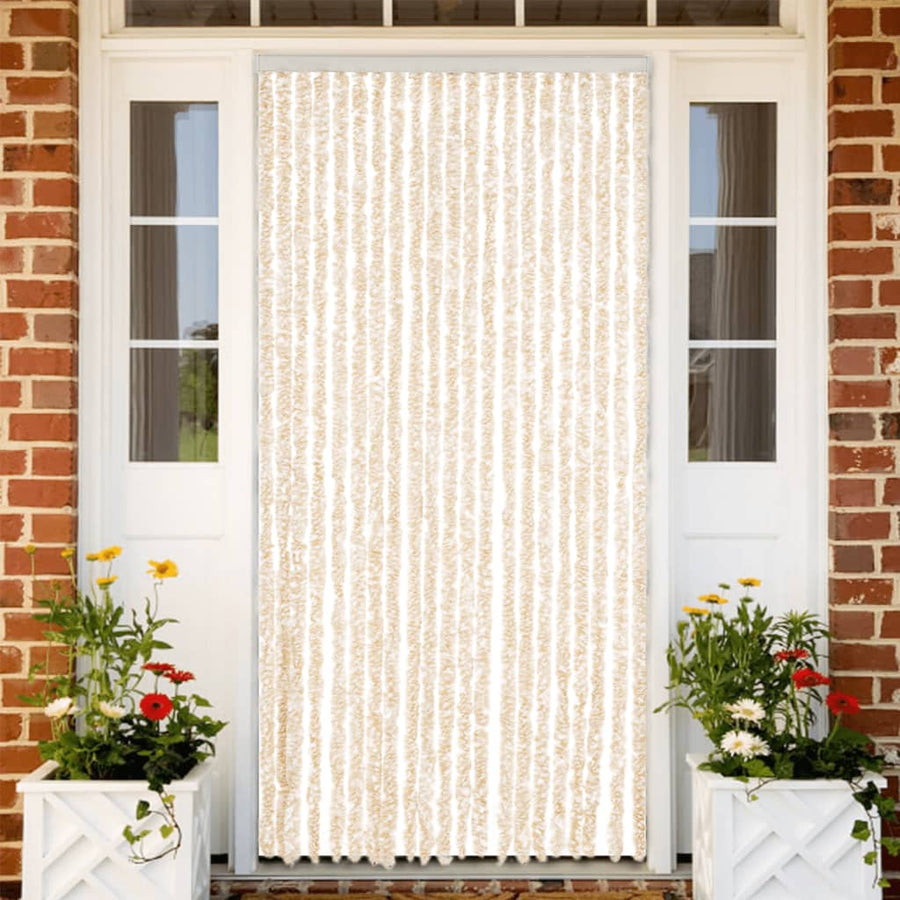 Vliegengordijn Chenille Beige En Wit 90 x 200 cm