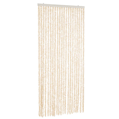 Vliegengordijn 90X220 Cm Chenille Beige En Wit