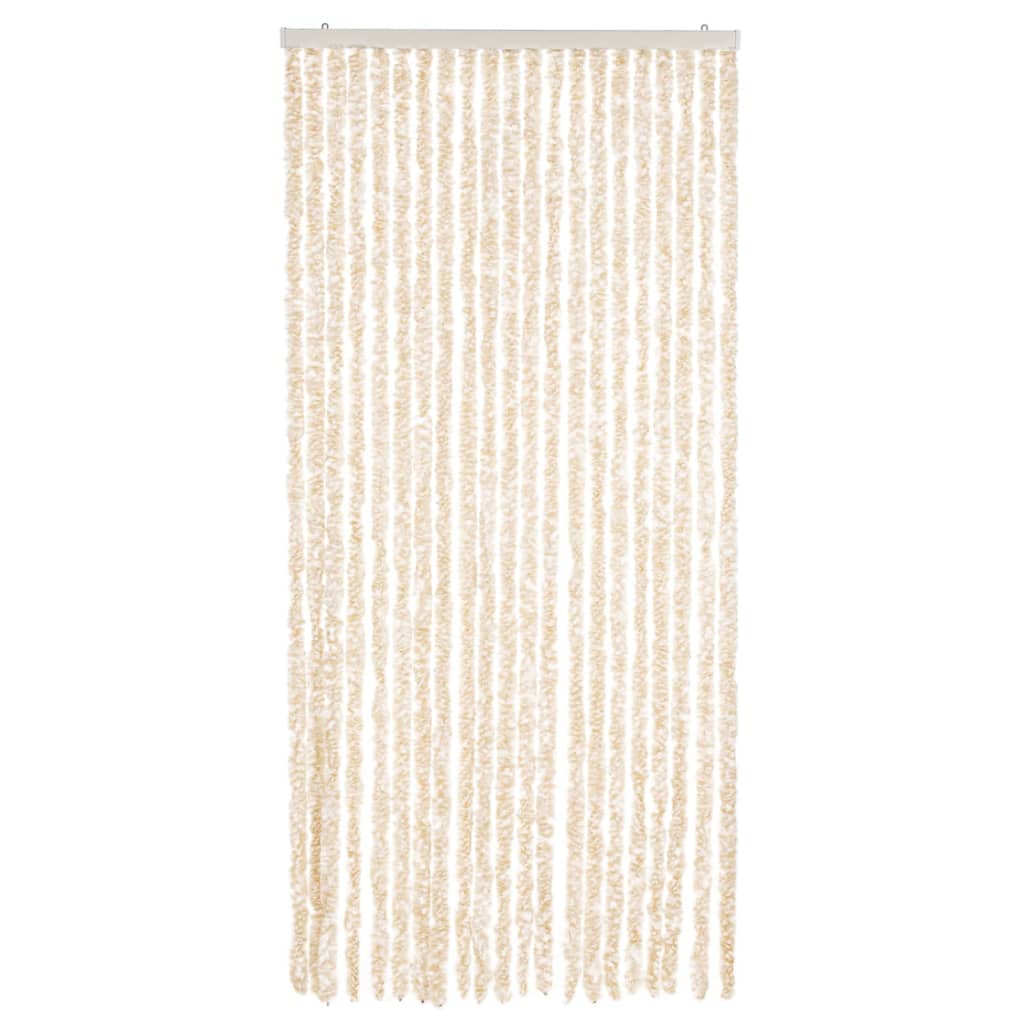 Vliegengordijn 90X220 Cm Chenille Beige En Wit