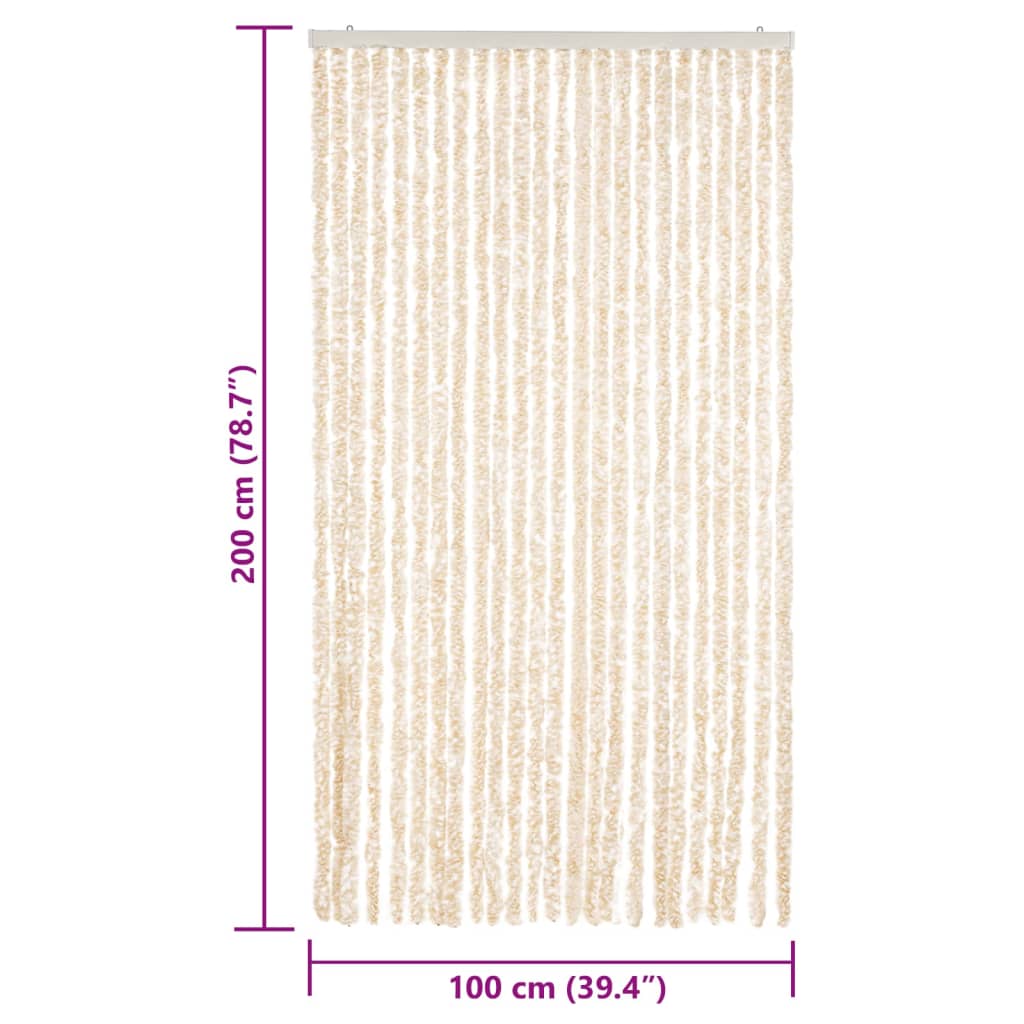 Vliegengordijn Chenille Beige En Wit 100 x 200 cm