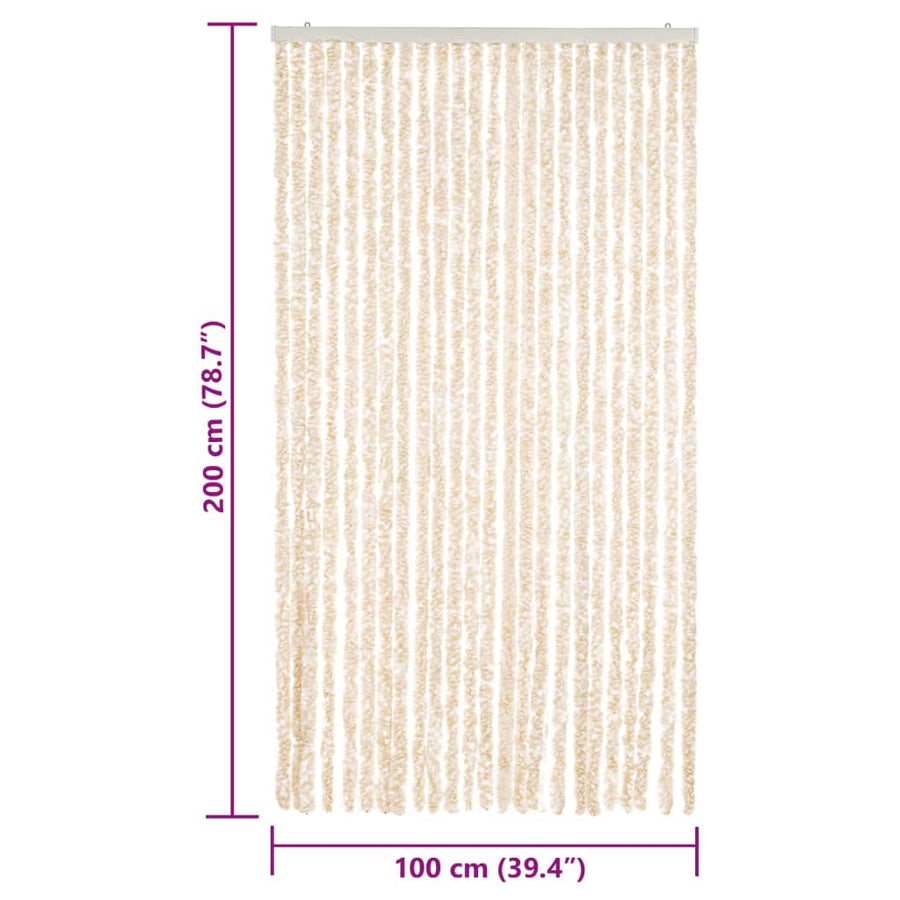 Vliegengordijn Chenille Beige En Wit 100 x 200 cm