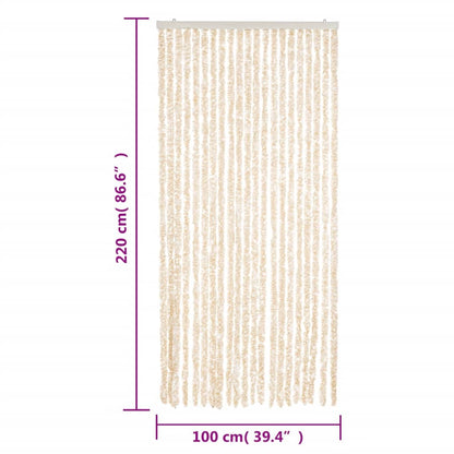 Vliegengordijn 100X220 Cm Chenille Beige En Wit