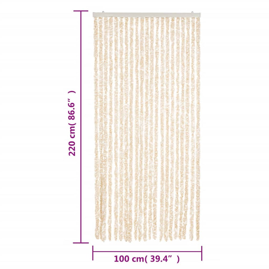 Vliegengordijn 100X220 Cm Chenille Beige En Wit