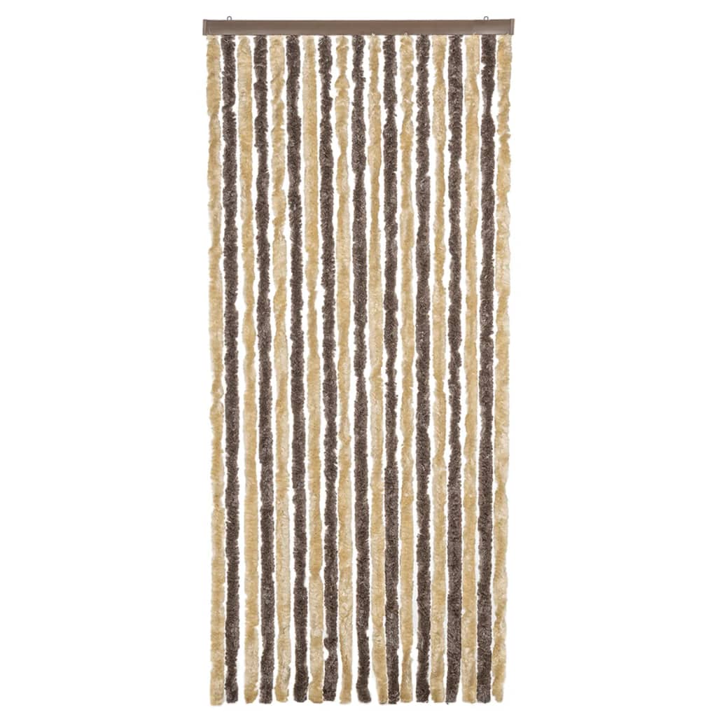 Vliegengordijn 56x200 cm chenille donkerbruin en beige