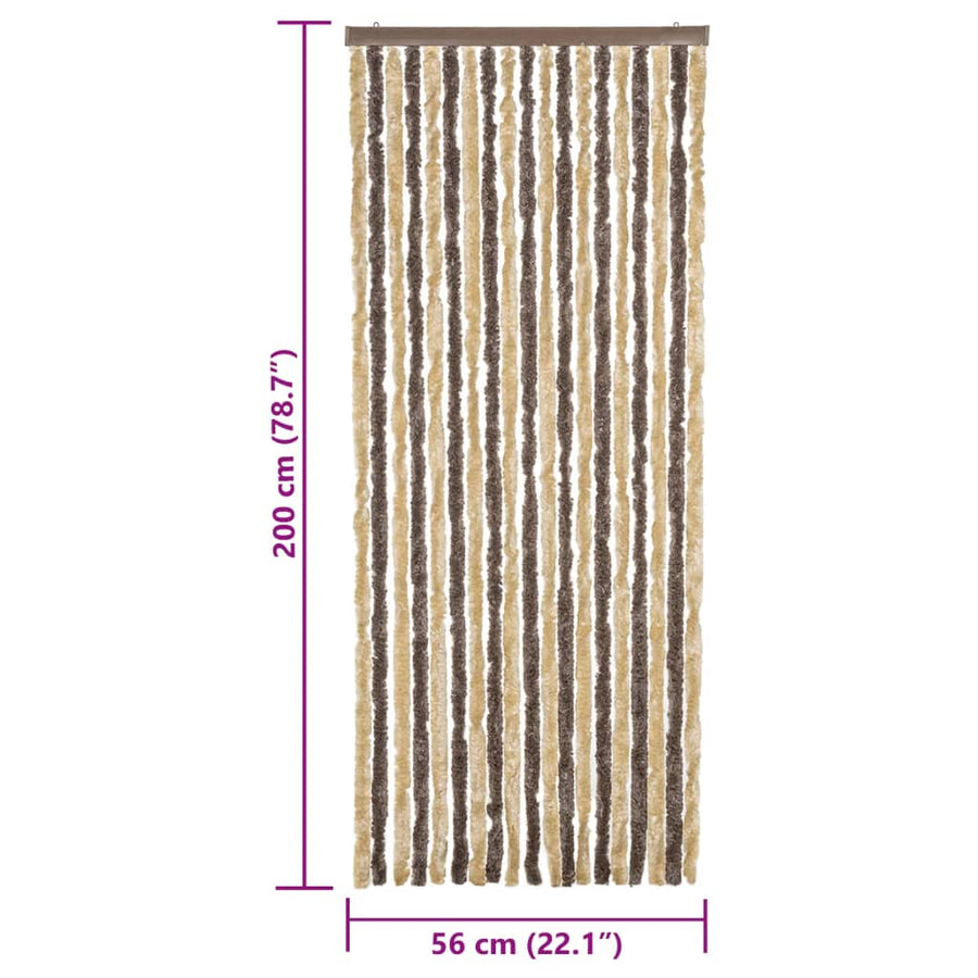 Vliegengordijn 56x200 cm chenille donkerbruin en beige