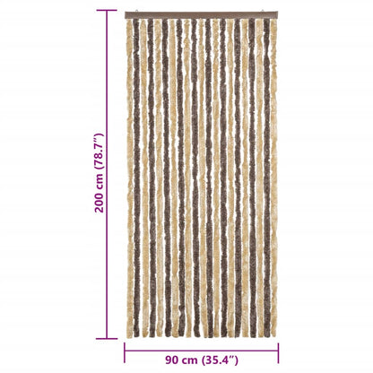 Vliegengordijn Chenille Donkerbruin En Beige 90 x 200 cm