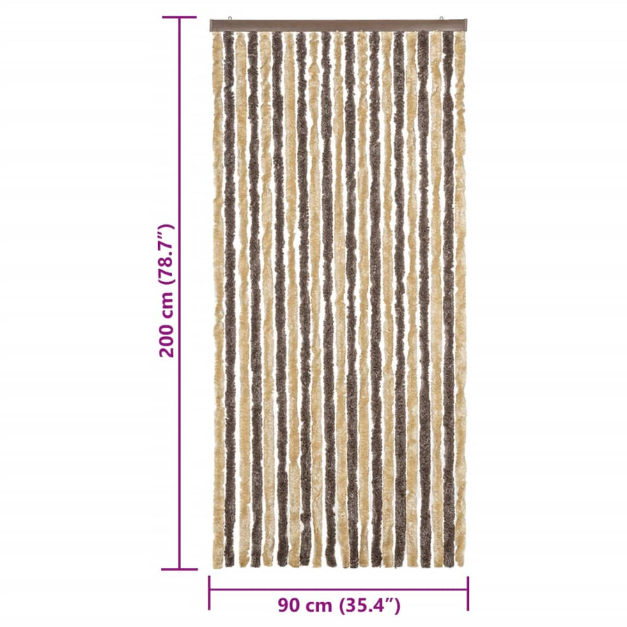 Vliegengordijn Chenille Donkerbruin En Beige 90 x 200 cm