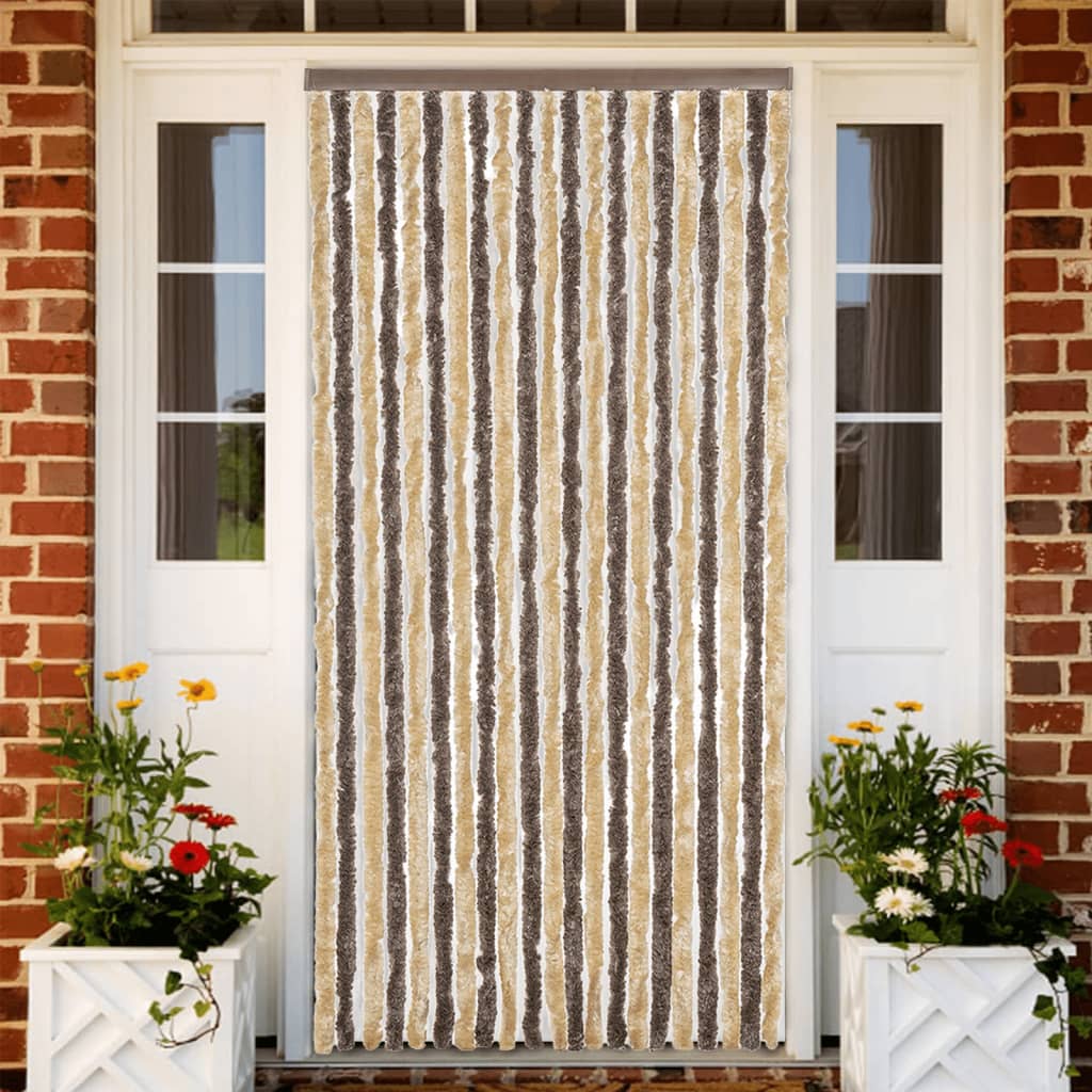 Vliegengordijn Chenille Donkerbruin En Beige 90 x 200 cm