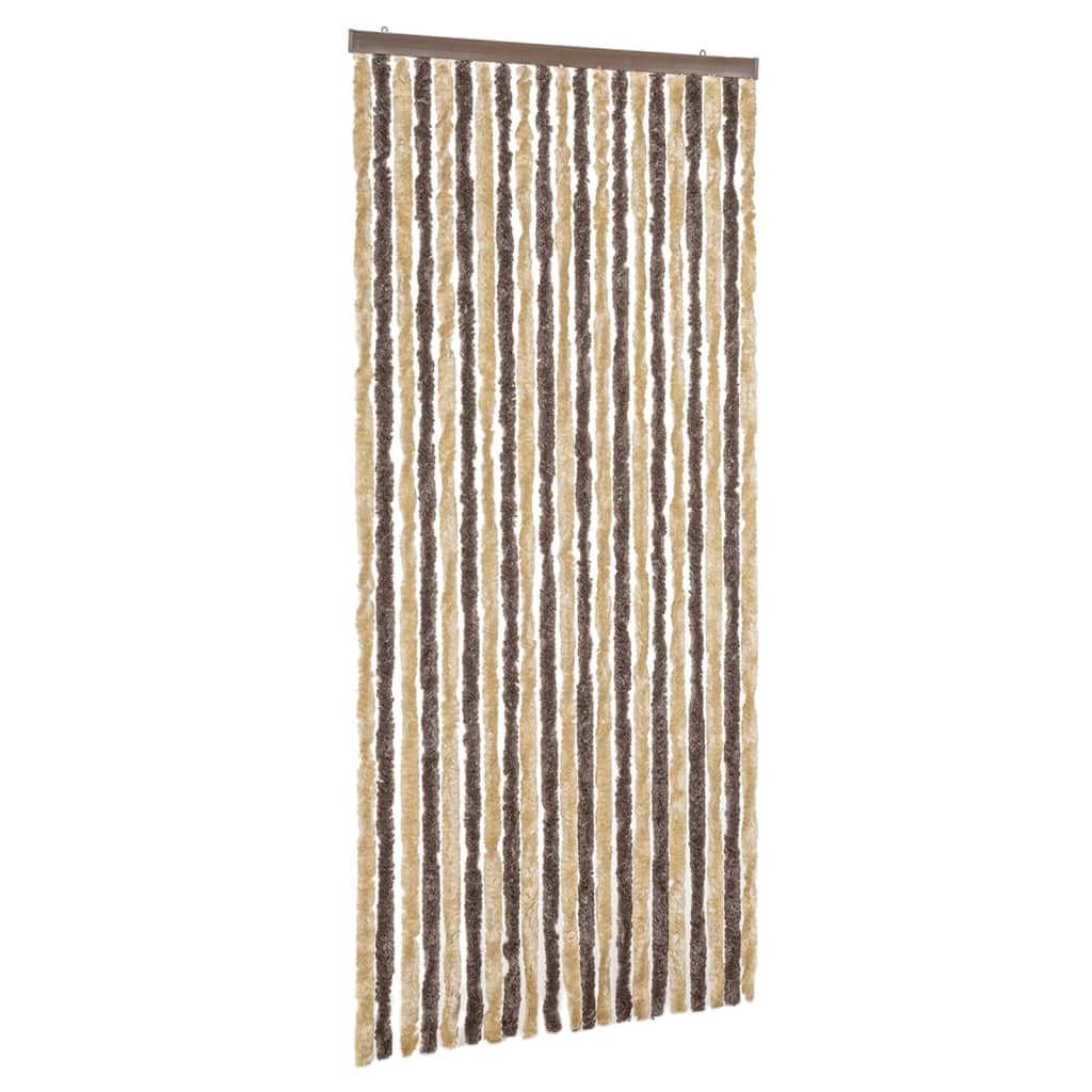 Vliegengordijn 90x220 cm chenille donkerbruin en beige