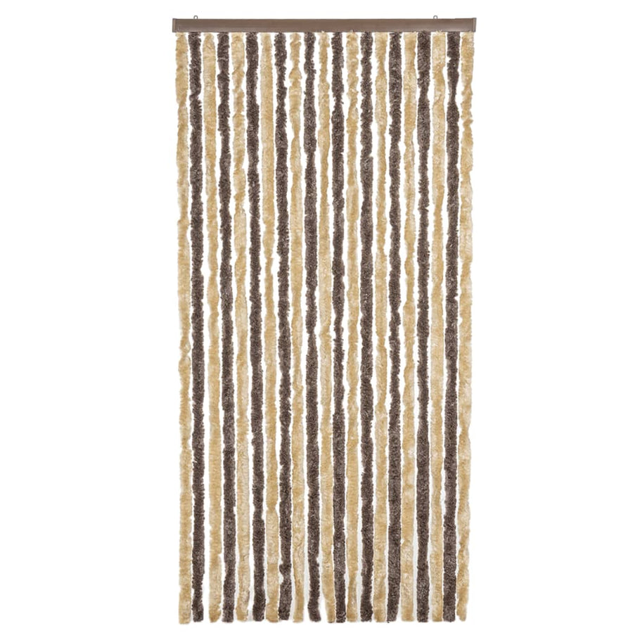 Vliegengordijn 90x220 cm chenille donkerbruin en beige