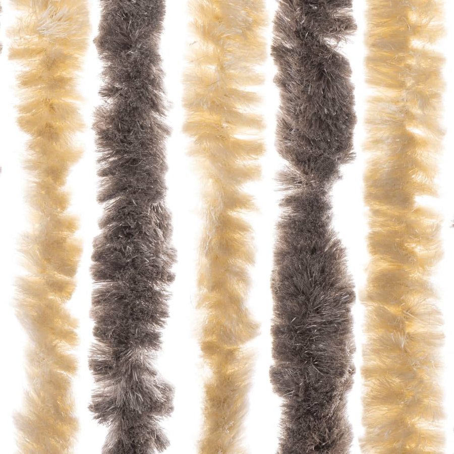 Vliegengordijn 90x220 cm chenille donkerbruin en beige
