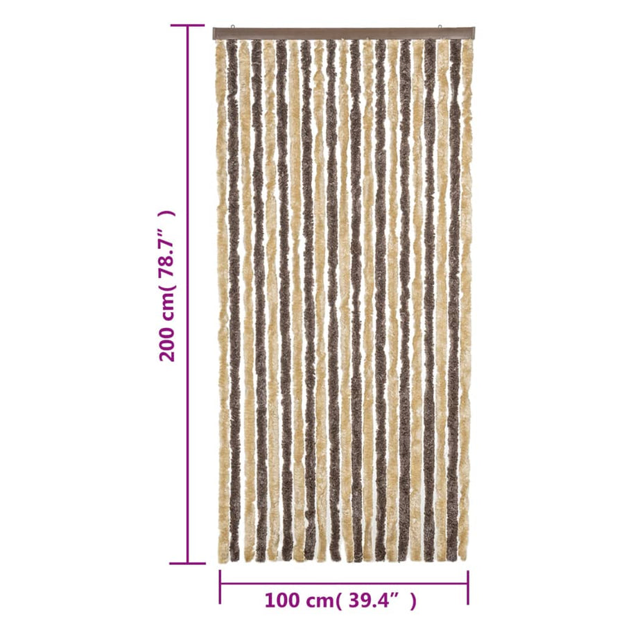 Vliegengordijn 100X200 Cm Chenille Donkerbruin En Beige