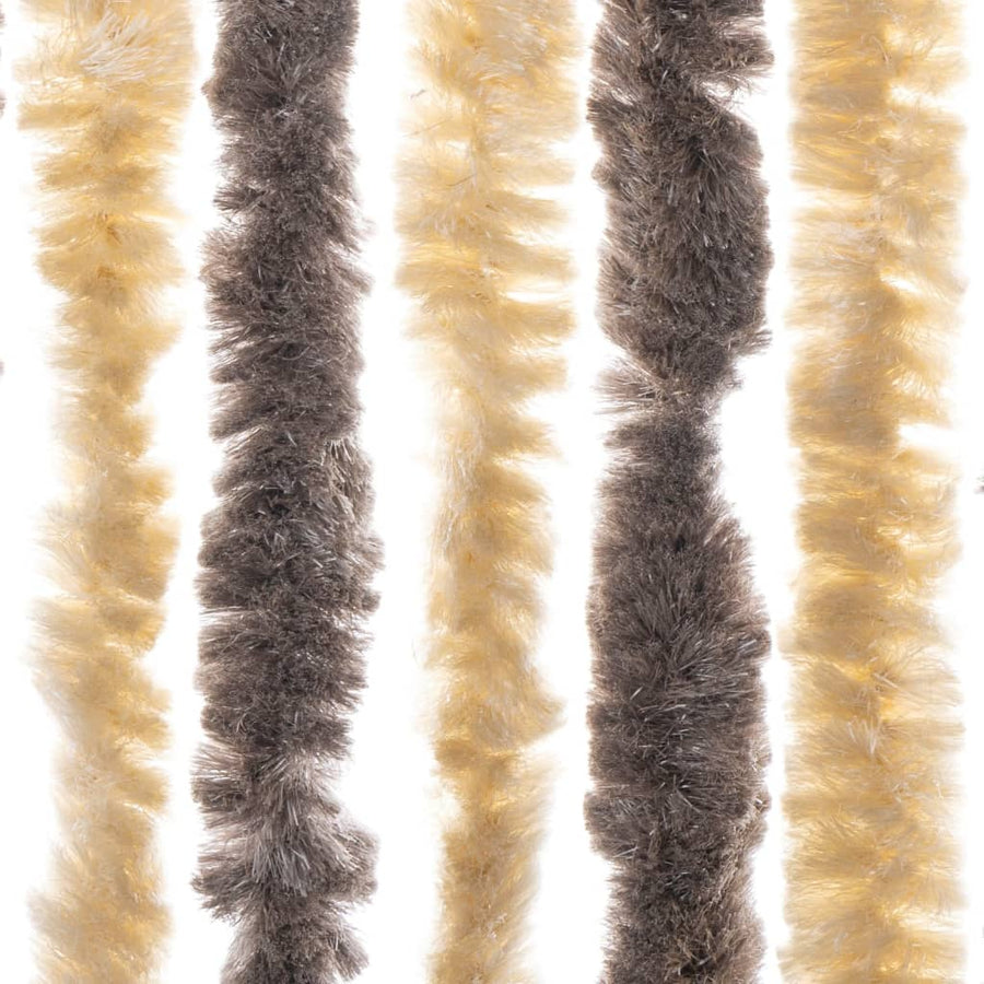 Vliegengordijn 100x220 cm chenille donkerbruin en beige
