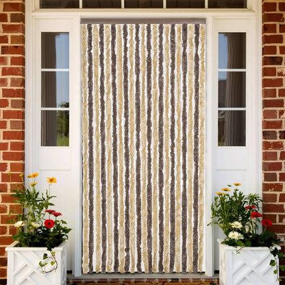 Vliegengordijn 100x220 cm chenille donkerbruin en beige