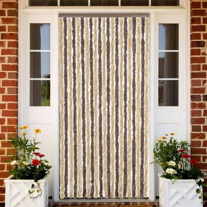 Vliegengordijn 100X230 Cm Chenille Donkerbruin En Beige