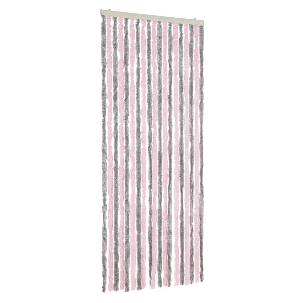 Vliegengordijn Chenille Zilver Grijs En Roze 56 x 185 cm
