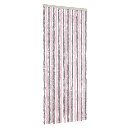 Vliegengordijn Chenille Zilver Grijs En Roze 56 x 185 cm