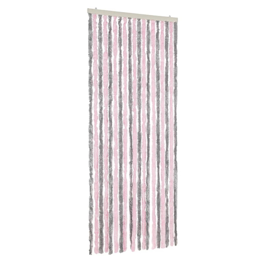 Vliegengordijn Chenille Zilver Grijs En Roze 56 x 185 cm