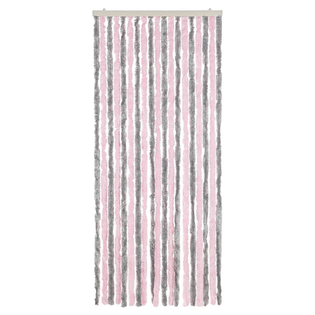 Vliegengordijn Chenille Zilver Grijs En Roze 56 x 185 cm