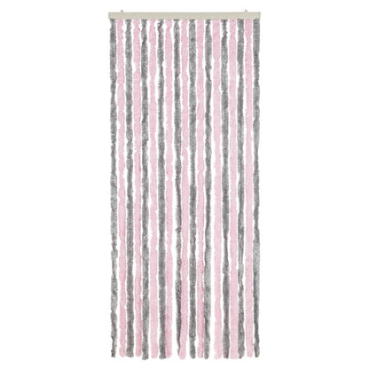 Vliegengordijn Chenille Zilver Grijs En Roze 56 x 185 cm