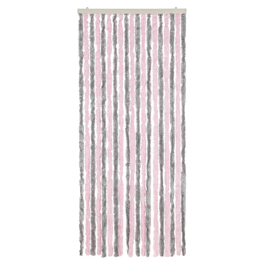 Vliegengordijn Chenille Zilver Grijs En Roze 56 x 185 cm