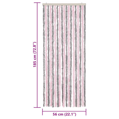 Vliegengordijn Chenille Zilver Grijs En Roze 56 x 185 cm