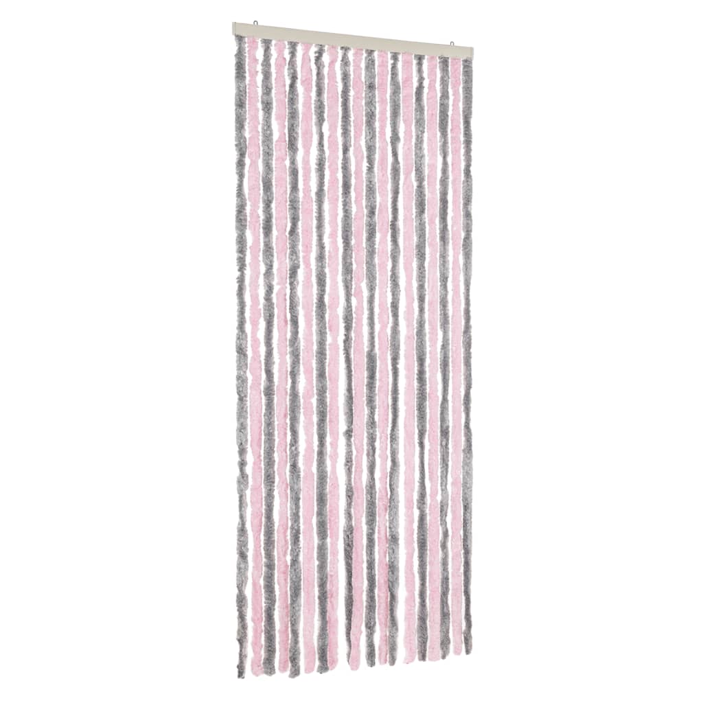 Vliegengordijn Chenille Zilver Grijs En Roze 56 x 200 cm