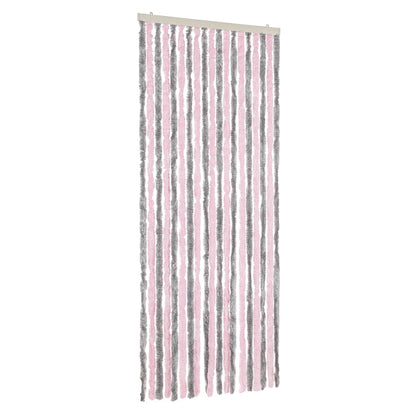 Vliegengordijn Chenille Zilver Grijs En Roze 56 x 200 cm