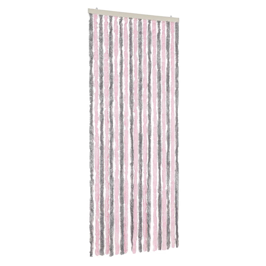 Vliegengordijn Chenille Zilver Grijs En Roze 56 x 200 cm