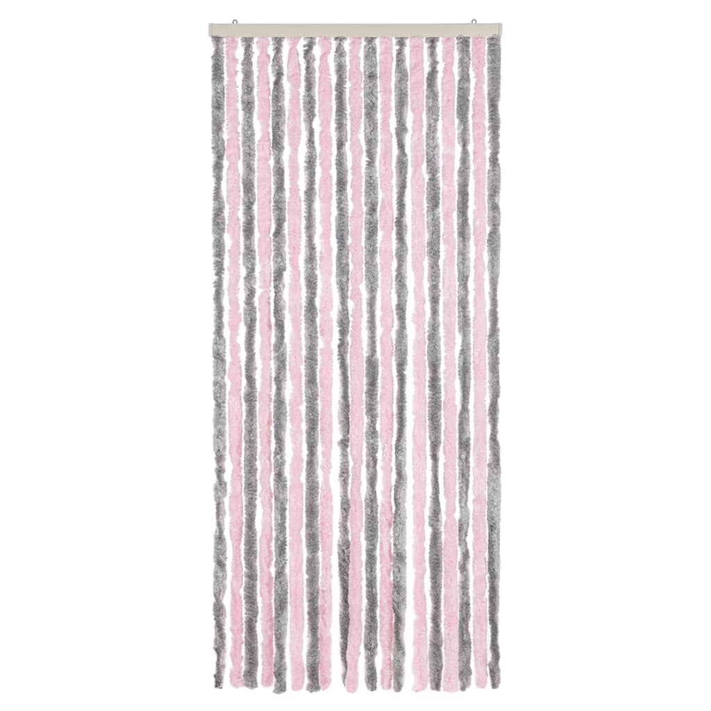 Vliegengordijn Chenille Zilver Grijs En Roze 56 x 200 cm