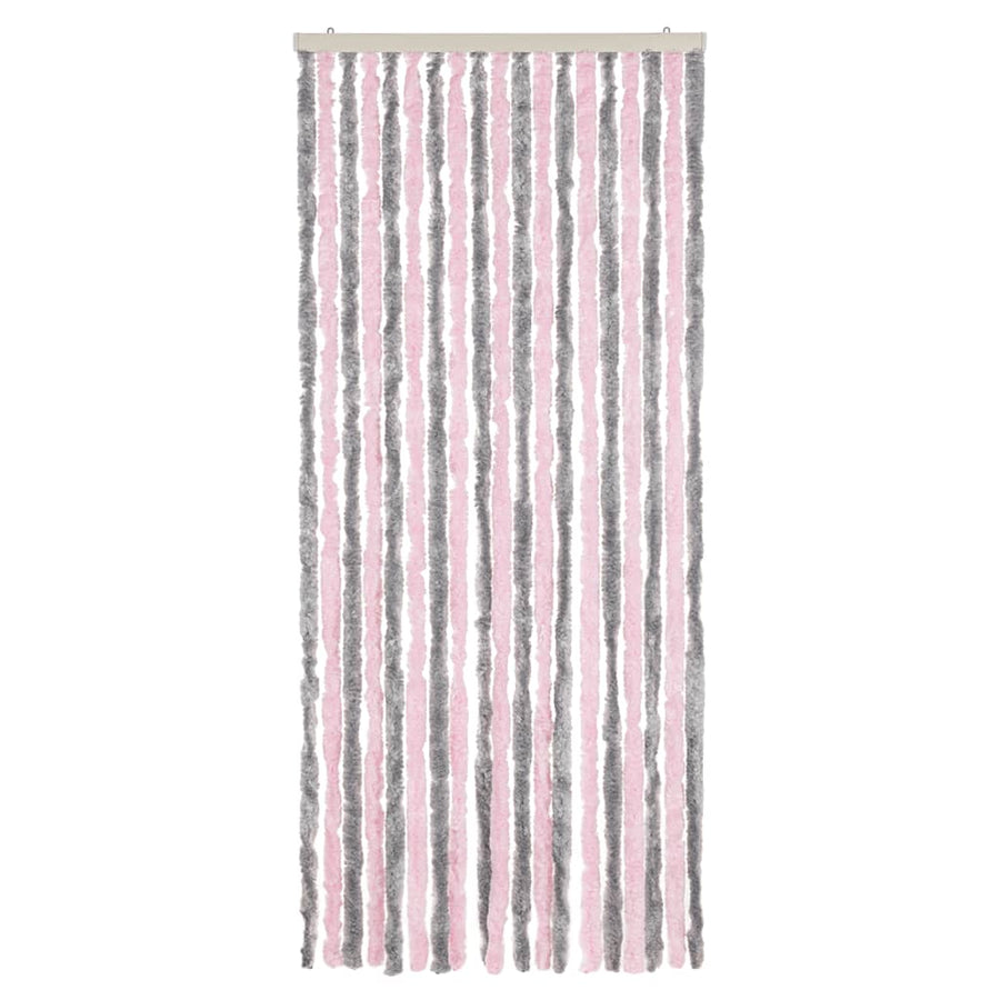 Vliegengordijn Chenille Zilver Grijs En Roze 56 x 200 cm
