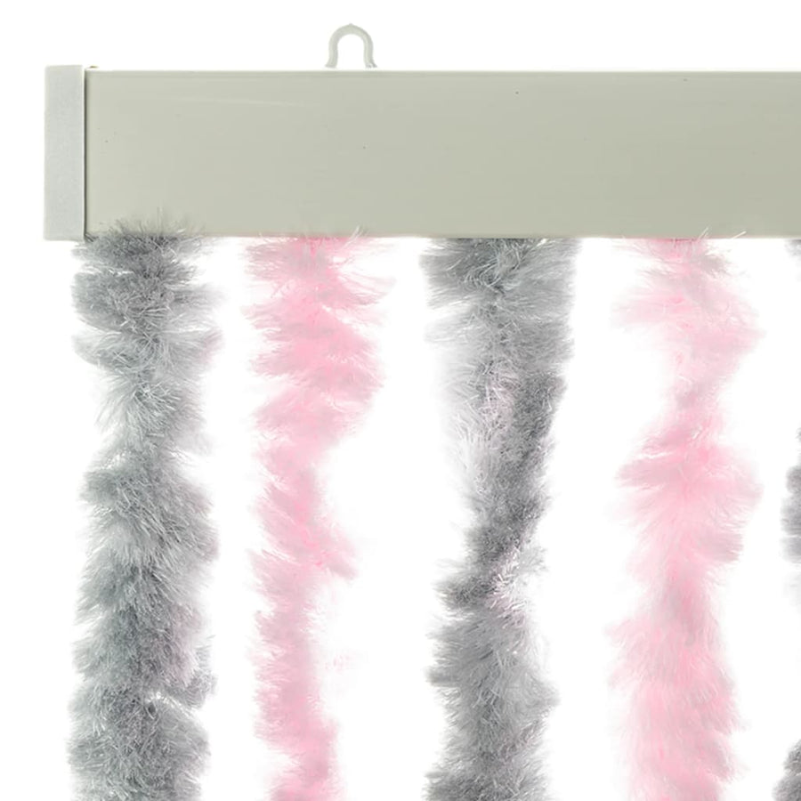 Vliegengordijn Chenille Zilver Grijs En Roze 56 x 200 cm