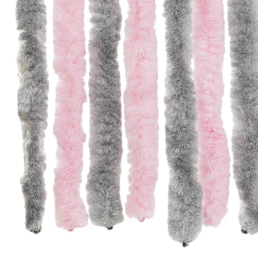 Vliegengordijn Chenille Zilver Grijs En Roze 56 x 200 cm