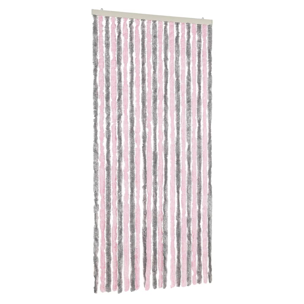 Vliegengordijn Chenille Zilver Grijs En Roze 90 x 200 cm