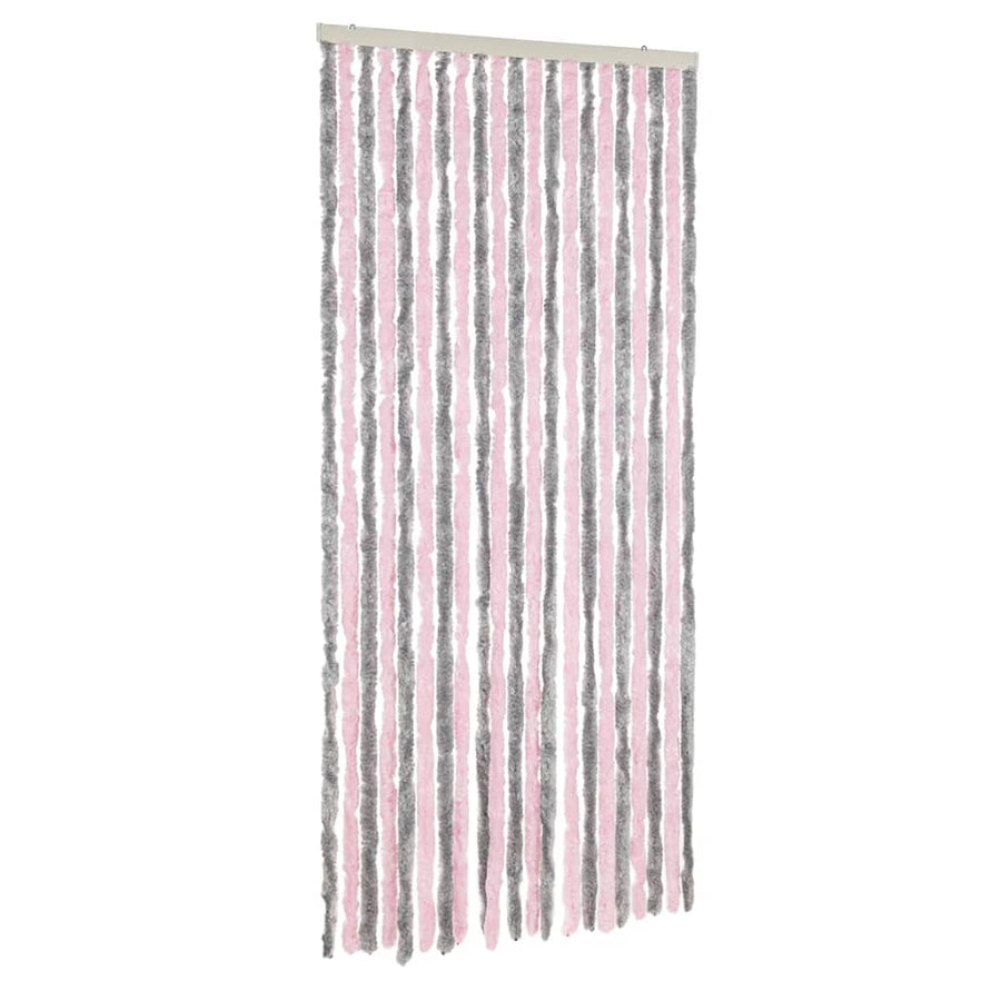 Vliegengordijn 90X220 Cm Chenille Zilvergrijs En Roze