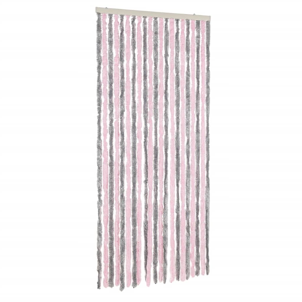 Vliegengordijn 100X200 Cm Chenille Zilvergrijs En Roze