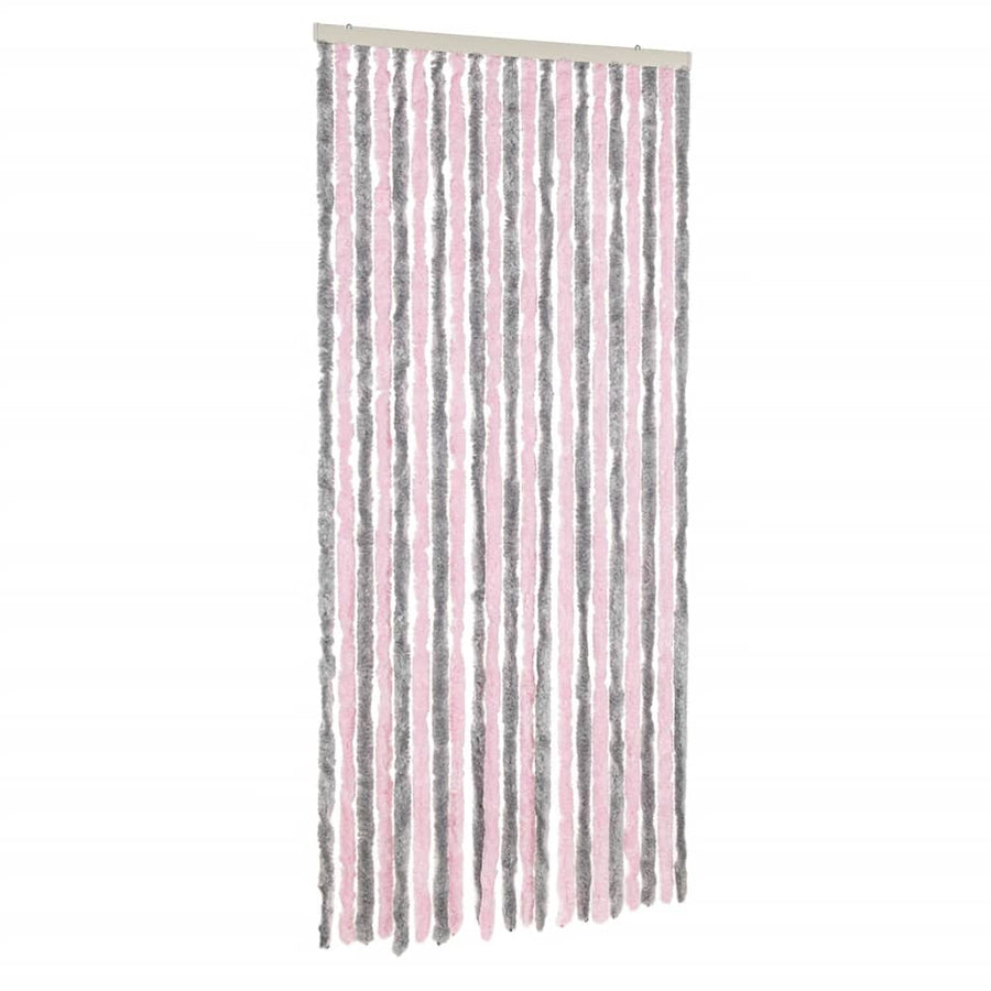 Vliegengordijn 100X200 Cm Chenille Zilvergrijs En Roze